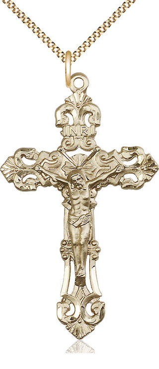 14kt Gold Filled Crucifix Medal Catholic Jewelry