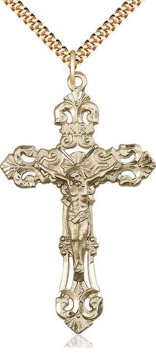 14kt Gold Filled Crucifix Medal Catholic Jewelry