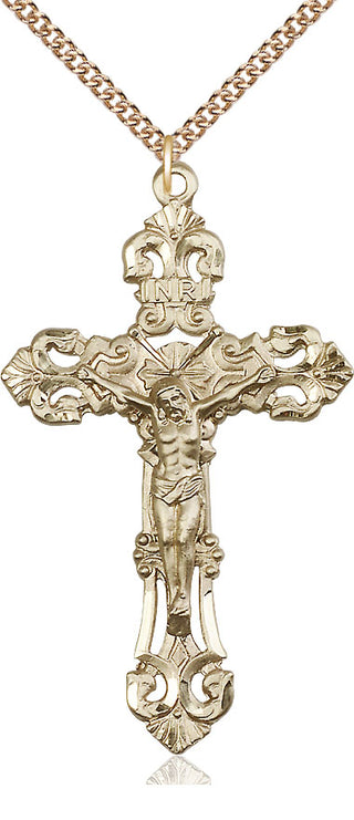 14kt Gold Filled Crucifix Medal Catholic Jewelry