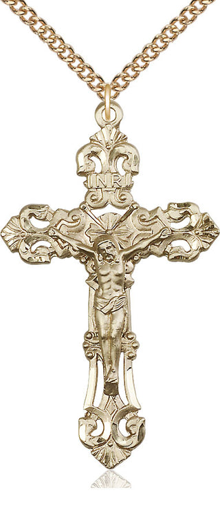 14kt Gold Filled Crucifix Medal Catholic Jewelry