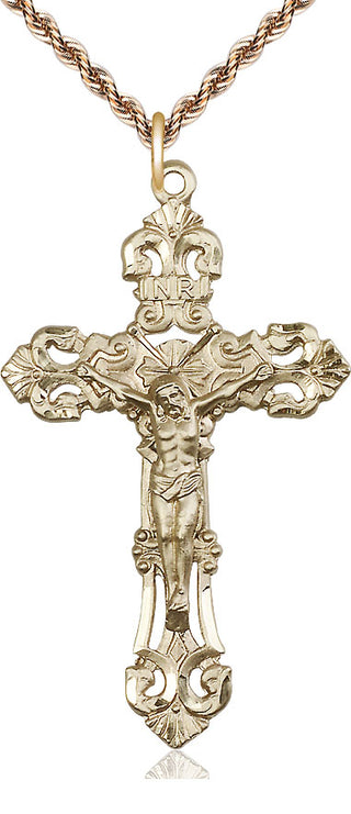 14kt Gold Crucifix Medal
