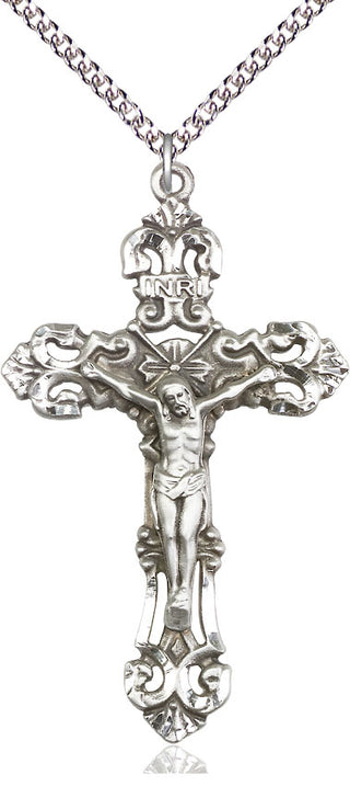 Sterling Silver Crucifix Medal Catholic Jewelry