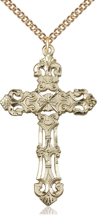14kt Gold Filled Cross Medal Catholic Jewelry