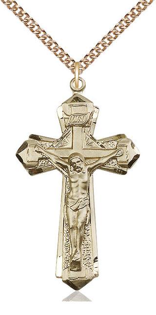 14kt Gold Crucifix Medal