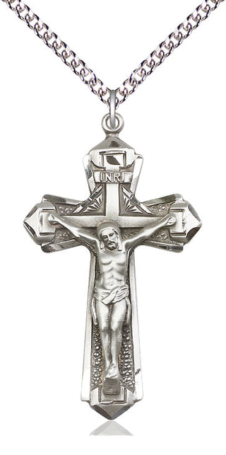 Sterling Silver Crucifix Medal Catholic Jewelry