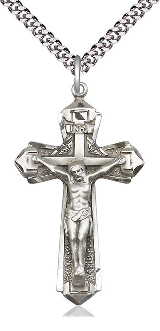 Sterling Silver Crucifix Medal Catholic Jewelry