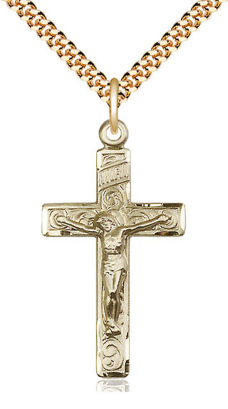 14kt Gold Filled Crucifix Medal Catholic Jewelry