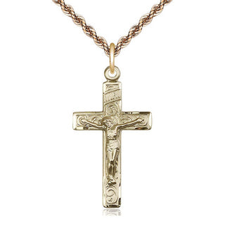 14kt Gold Filled Crucifix Medal Catholic Jewelry