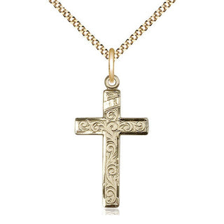 14kt Gold Filled Cross Medal Catholic Jewelry