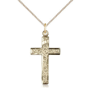 14kt Gold Filled Cross Medal Catholic Jewelry
