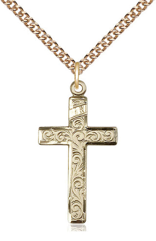 14kt Gold Filled Cross Medal Catholic Jewelry
