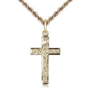 14kt Gold Filled Cross Medal Catholic Jewelry