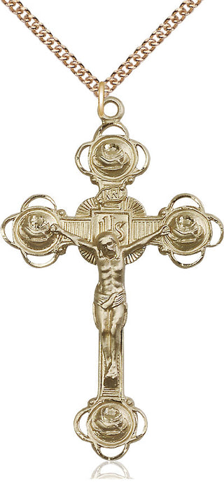 14kt Gold Filled Crucifix Medal Catholic Jewelry