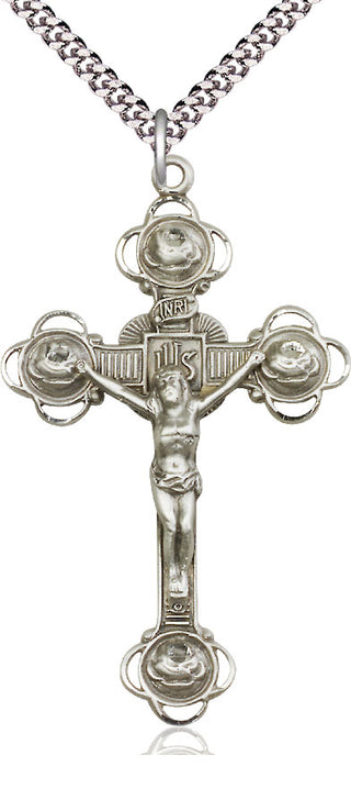 Sterling Silver Crucifix Medal Catholic Jewelry