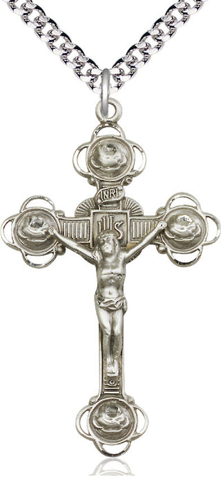 Sterling Silver Crucifix Medal Catholic Jewelry