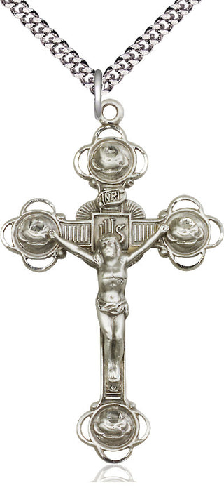 Sterling Silver Crucifix Medal Catholic Jewelry