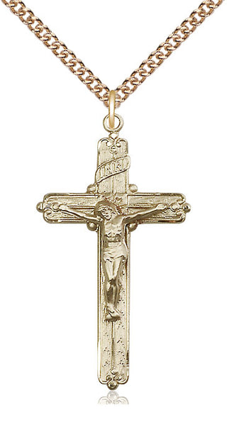 14kt Gold Crucifix Medal