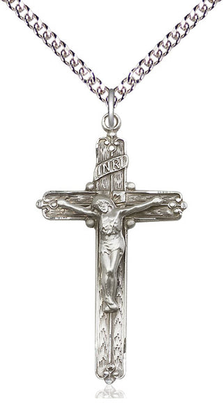 Sterling Silver Crucifix Medal Catholic Jewelry