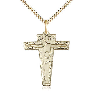 14kt Gold Filled Primative Crucifix Medal Catholic Jewelry