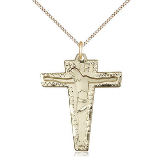 14kt Gold Filled Primative Crucifix Medal Catholic Jewelry
