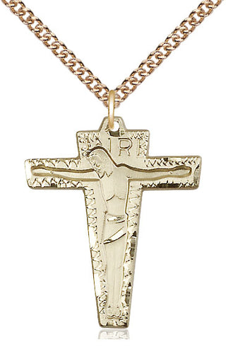 14kt Gold Primative Crucifix Medal