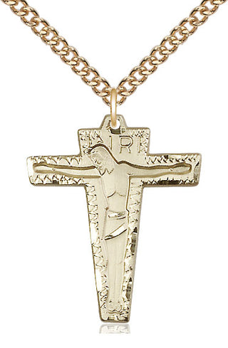 14kt Gold Primative Crucifix Medal
