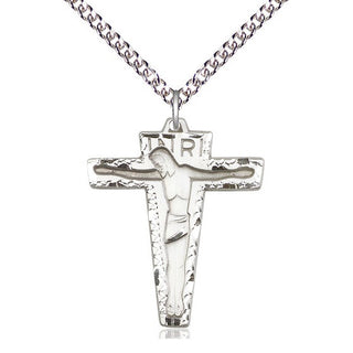 Sterling Silver Primative Crucifix Medal Catholic Jewelry