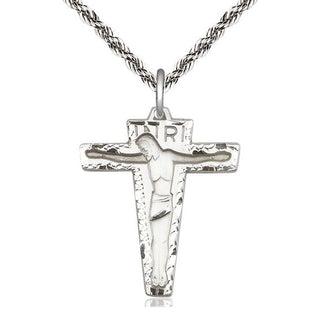 Sterling Silver Primative Crucifix Medal Catholic Jewelry