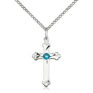 Sterling Silver Cross Pendant with 3mm Zircon Swarovski stone Necklace