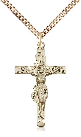 14kt Gold Crucifix Medal
