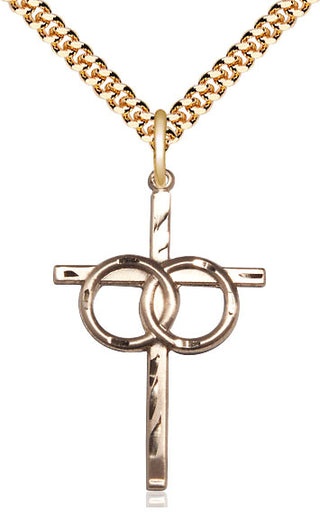14kt Gold Filled Wedding Rings Cross Medal Catholic Jewelry