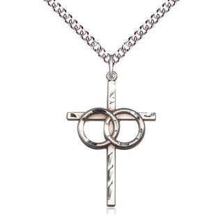 Sterling Silver Wedding Rings Cross Medal Catholic Jewelry