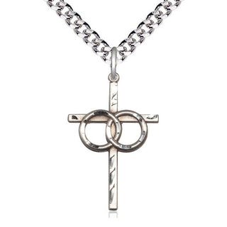 Sterling Silver Wedding Rings Cross Medal Catholic Jewelry
