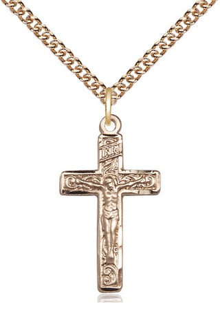 14kt Gold Crucifix Medal