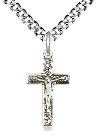 Sterling Silver Crucifix Medal Catholic Jewelry
