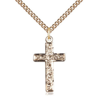 14kt Gold Filled Cross Medal Catholic Jewelry