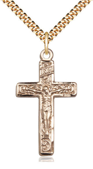 14kt Gold Filled Crucifix Medal Catholic Jewelry