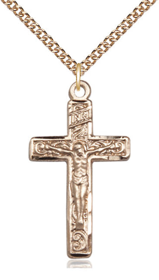 14kt Gold Crucifix Medal