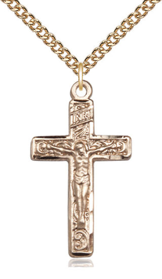14kt Gold Crucifix Medal