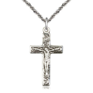 Sterling Silver Crucifix Medal Catholic Jewelry