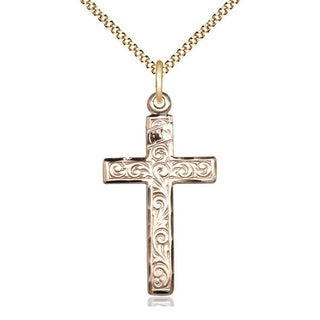 14kt Gold Filled Cross Medal Catholic Jewelry