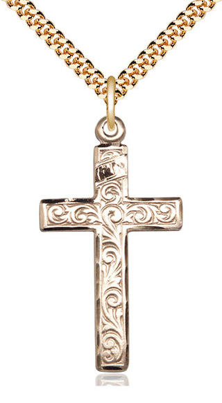 14kt Gold Filled Cross Medal Catholic Jewelry