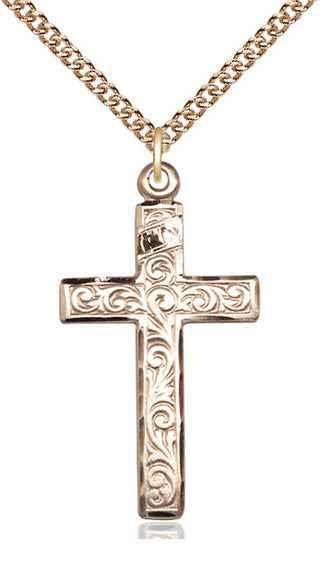 14kt Gold Filled Cross Medal Catholic Jewelry