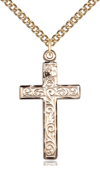 14kt Gold Filled Cross Medal Catholic Jewelry