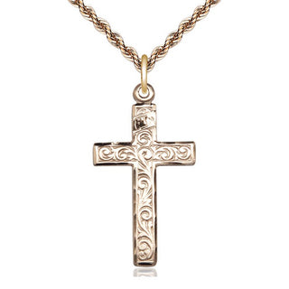 14kt Gold Filled Cross Medal Catholic Jewelry