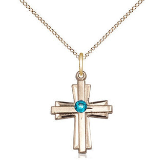 14kt Gold Filled Cross Pendant with 3mm Zircon Swarovski Necklace