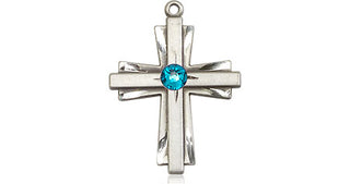 Sterling Silver Cross Pendant with a 3mm Zircon Swarovski stone on an 18-inch Sterling Silver Light Curb Chain