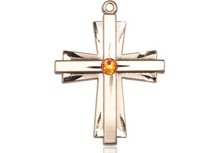 14kt Gold Filled Cross Pendant with a 3mm Topaz Swarovski stone on an 18-inch Gold Filled Light Curb Chain