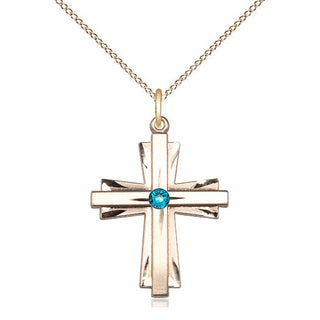 14kt Gold Filled Cross Pendant with 3mm Zircon Swarovski Necklace