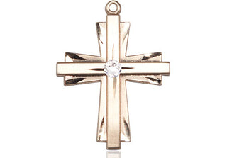 14kt Gold Cross Medal with a 3mm Crystal Swarovski stone
